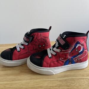 BOYS SPIDER- MAN HIGH TOP SNEAKER RED/BLACK SIZE KIDS 9M